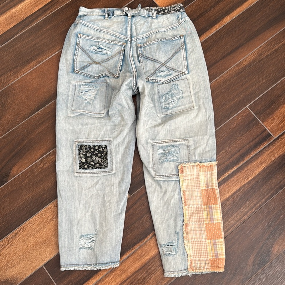 Pol Patchwork Detail Distressed Ankle Relaxed Fit… - image 6